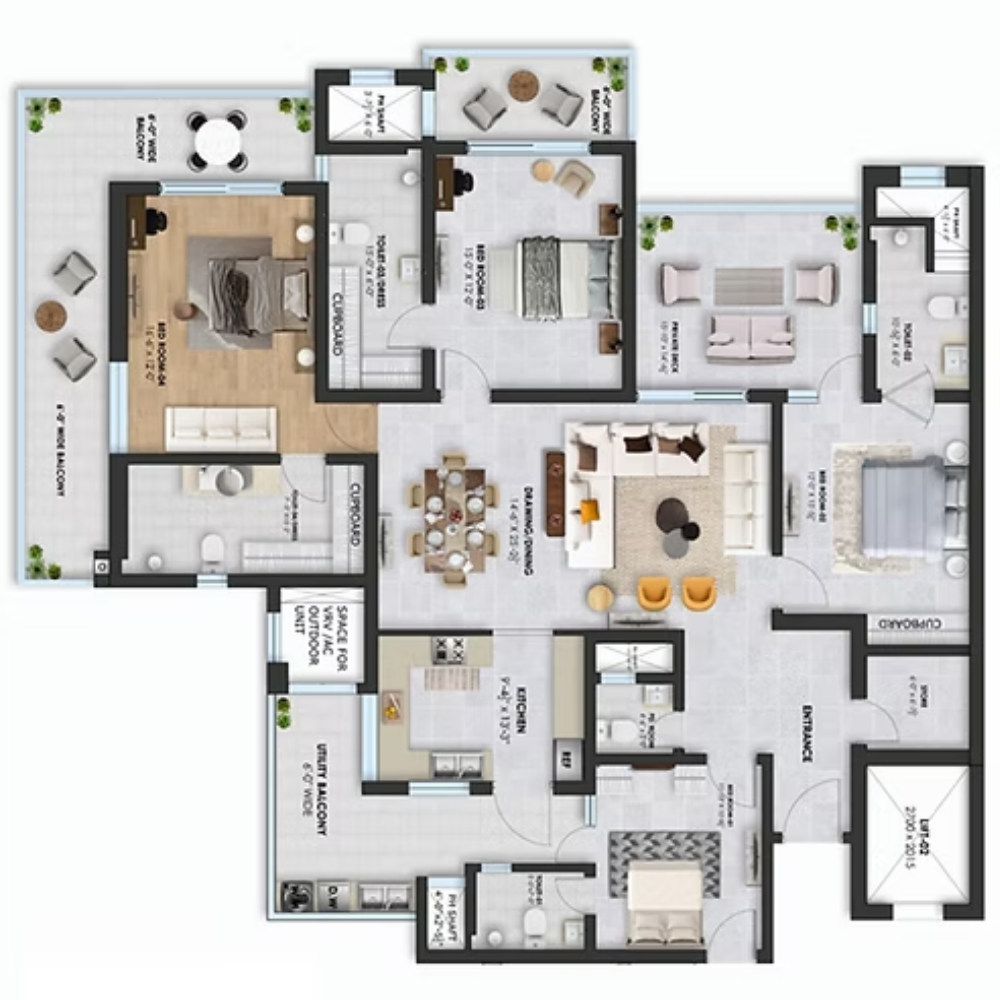 Cluster Plan 3 BHK Category 1