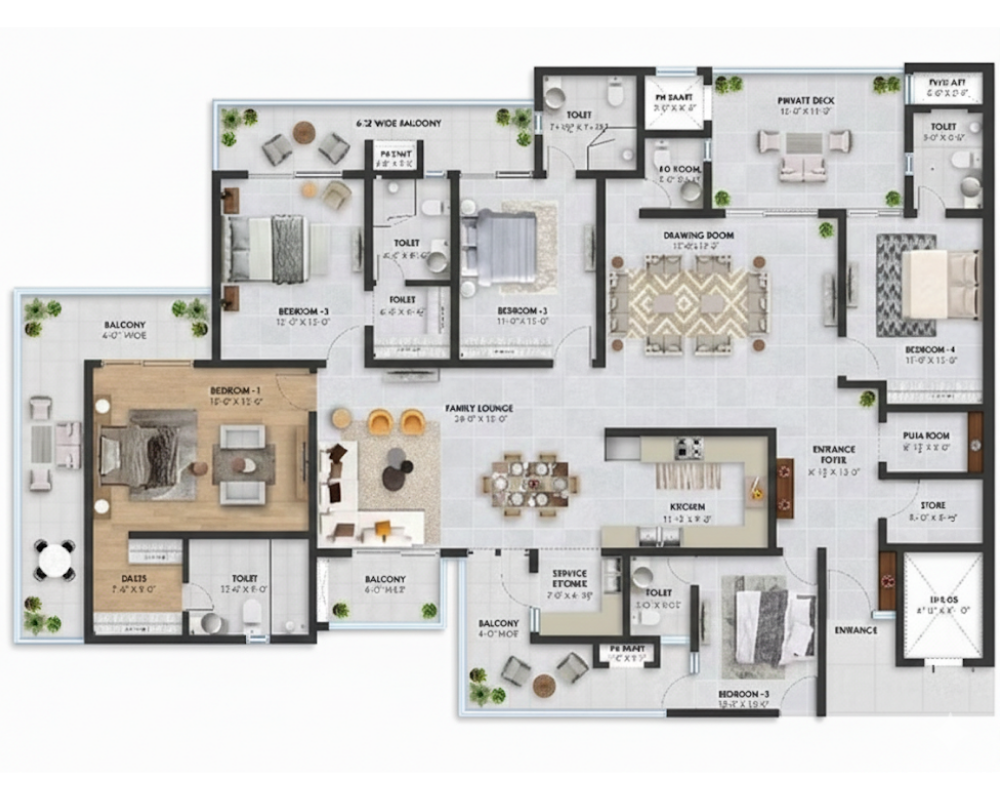 Unit Plan 3 BHK Category 1